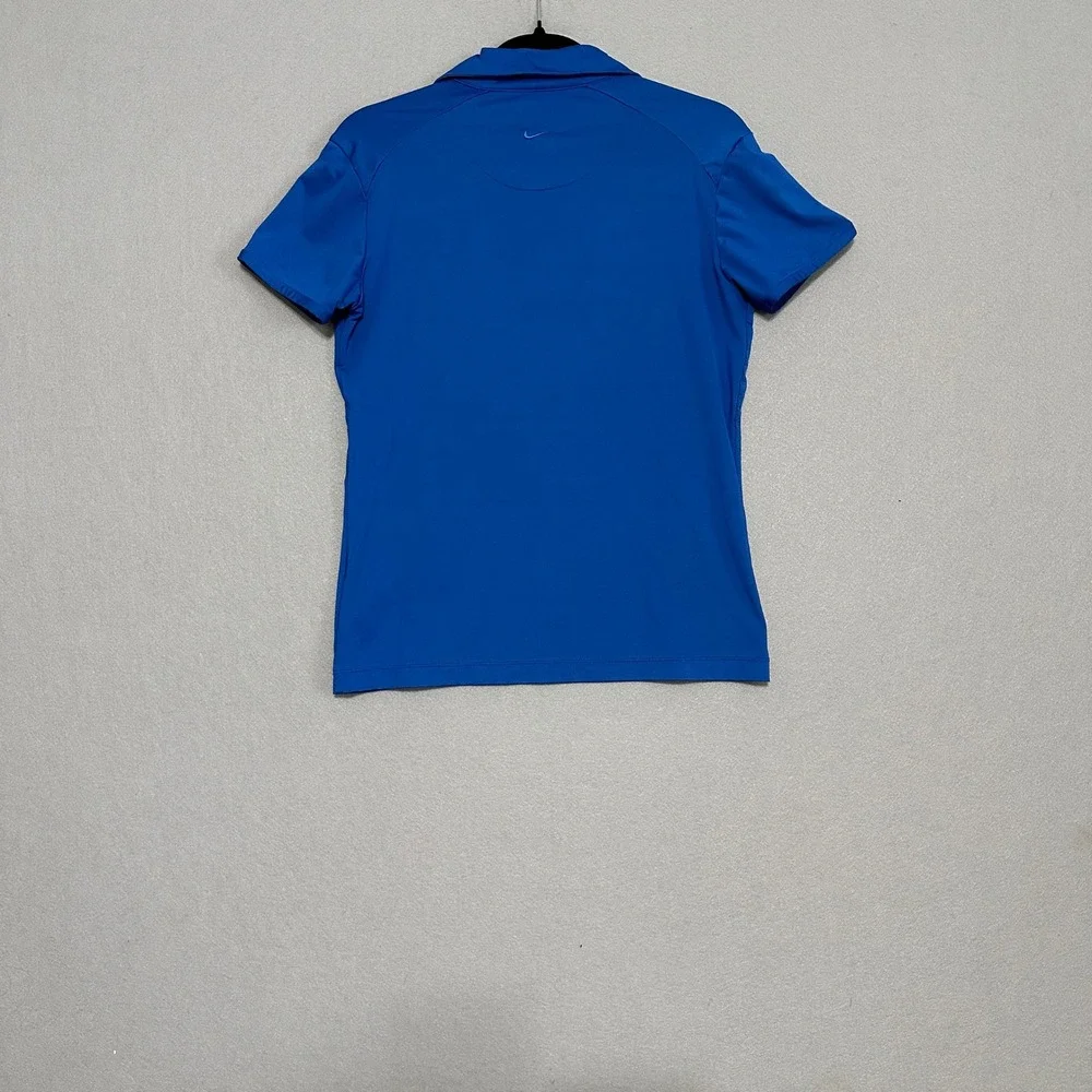 Nike Golf Dri-FIT Women Blue Short Sleeve V-Neck Polo Shirt Size M